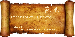 Preininger Alberta névjegykártya